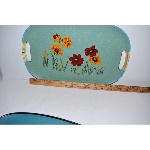 Vtg 1960's MCM Oval Serving Tray Made In Japan by Norleans with Flowers - Picture 7 of 7